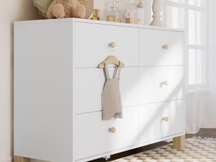 California White and Driftwood 6-Drawer 47.72 in. Wide Dresser