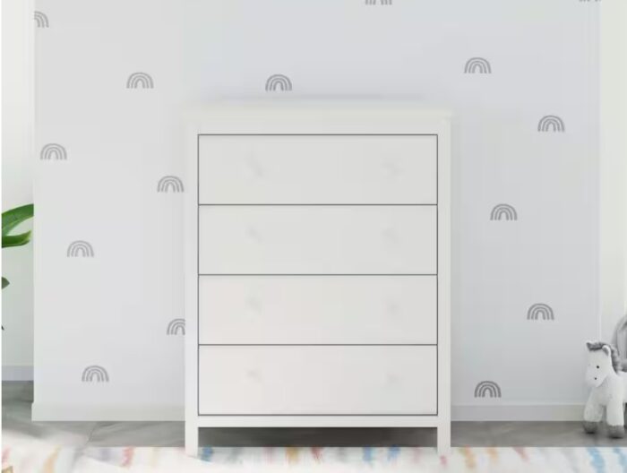 Alpine 4-Drawer White Dresser